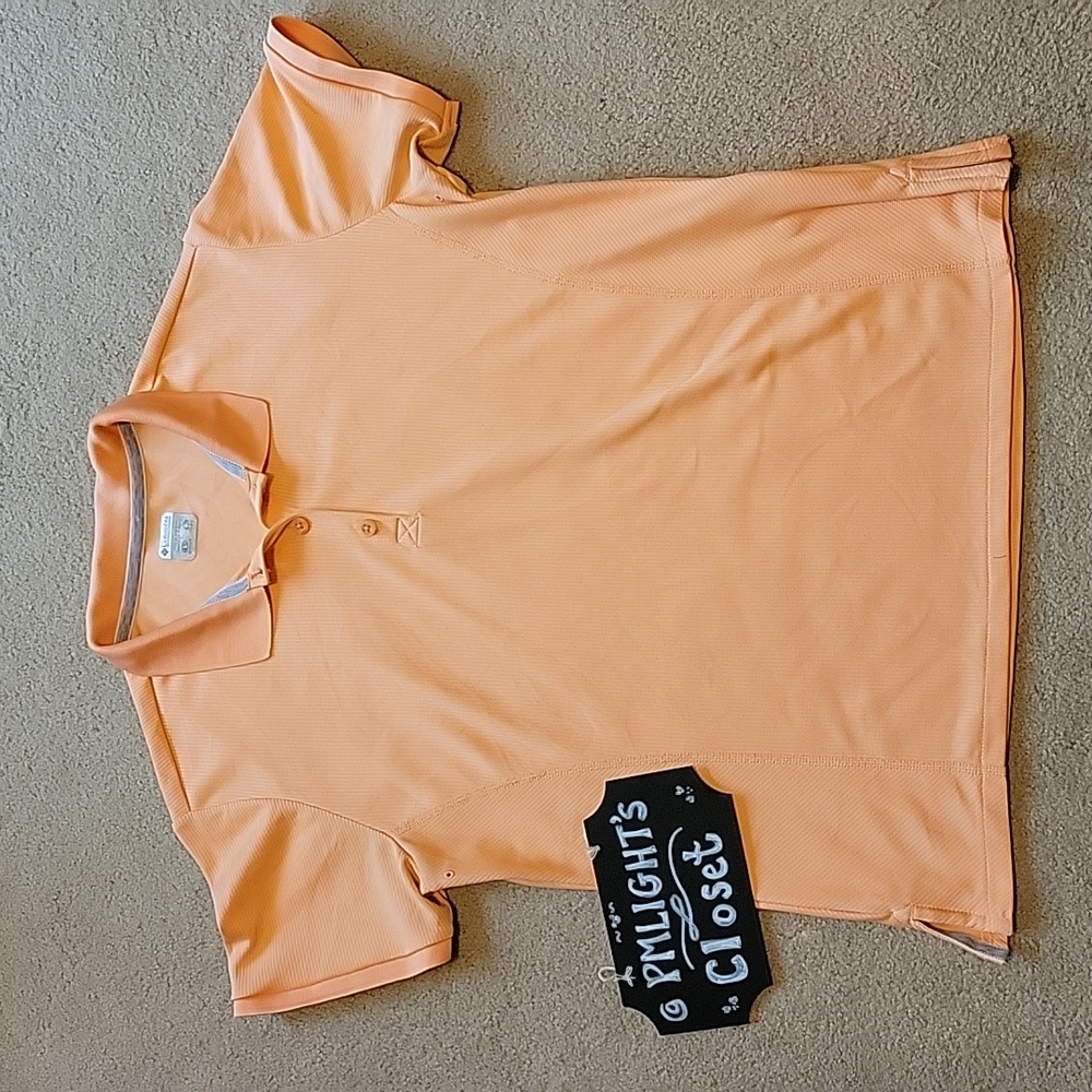 Columbia Polo Shirt Short Sleeve Large Peach